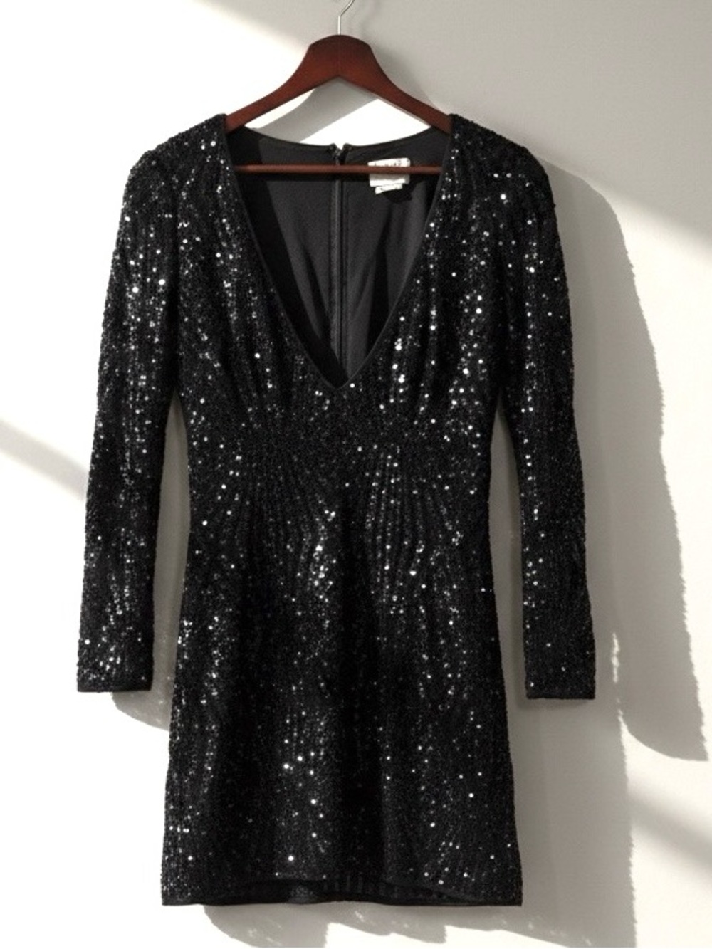 SAYLOR Black Sequin V-Neck Mini Dress